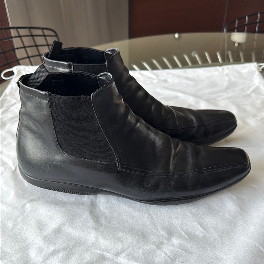 Prada Black Leather Men's Shoes